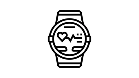 Pulse graph watch screen wearable fitness line icon animation Stock Footage 326125264