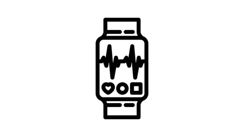 Pulse graph watch screen wearable fitness line icon animation Stock Footage 326750451
