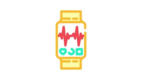 Pulse graph watch screen wearable fitness color icon animation Stock Footage 327258685