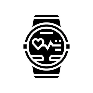 Pulse graph watch screen wearable fitness glyph icon vector illustration イラスト素材