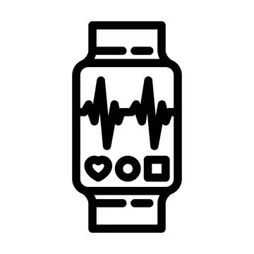 Pulse graph watch screen wearable fitness line icon vector illustration Ilustración de archivo