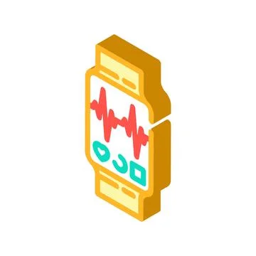 Pulse graph watch screen wearable fitness isometric icon vector illustration Ilustración de archivo