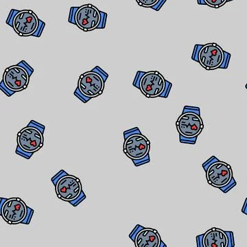 Pulse graph watch screen wearable fitness vector seamless pattern Illustrazione stock