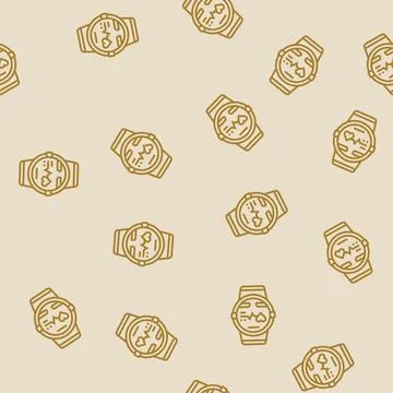 Pulse graph watch screen wearable fitness line seamless pattern Stock Illustration