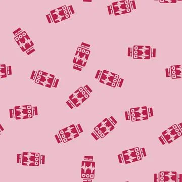 Pulse graph watch screen wearable fitness glyph vector seamless pattern Stock Illustration