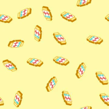 Pulse graph watch screen wearable fitness isometric icon seamless pattern Stock Illustration