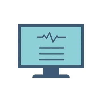 Pulse inside computer flat style icon vector design Illustrazione stock