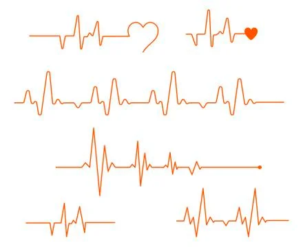 Pulse line vector. Medicine Modern flat Cardiogram Hearts Icons Vector. Smooth Stock Illustration