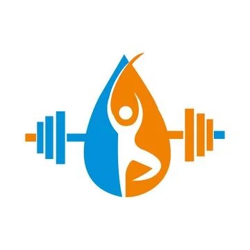 Pulse marathon drop shape concept Human Fit Logo design icon vector Illustrazione stock