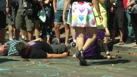 Pulse Memorial, Chalk outlines Stock Footage 153070244