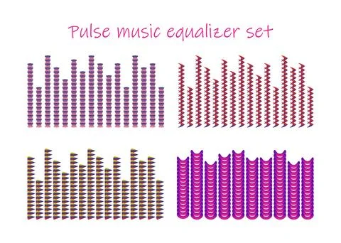 Pulse music equalizer set. Audio colorful sound wave design. Music graph color Stock Illustration