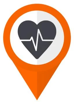 Pulse orange pointer vector icon in eps 10 isolated on white background. Stock Illustration