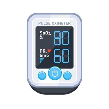 Pulse oximeter. Device to measure oxygen saturation. Blood saturation. Vector Stock Illustration