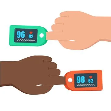 Pulse oximeter on finger. digital device to measure oxygen saturation Stock-Illustration