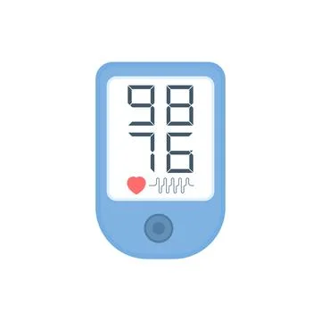 Pulse oximeter illustration with normal oxygen saturation value display Stock Illustration