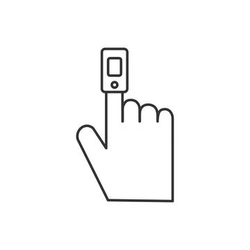 Pulse oximeter outline vector icon isolated on white background Stock Illustration