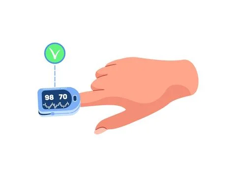 Pulse oximeter, test to measure the level of oxygen in your blood, saturation Stock Illustration