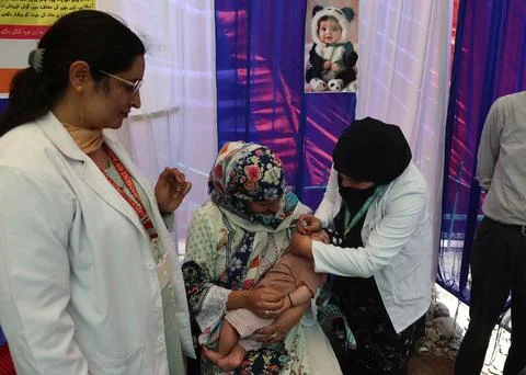 Pulse polio immunization campaign begins in Jammu and Kashmir, Srinagar, India - Stock Photos