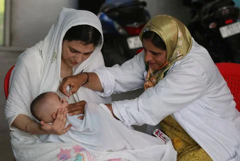 Pulse polio immunization campaign begins in Jammu and Kashmir, Srinagar, India - Stock Photos