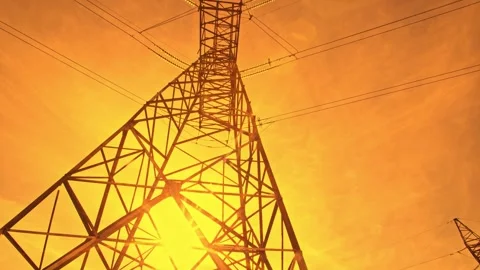 The Pulse of Power 4K Time Lapse of High Voltage Grid at Work Stock Footage 260654454