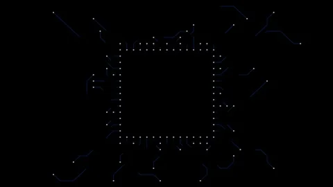 The pulse of the printed circuit board. The flow of digital chips. Stock Footage 320935334