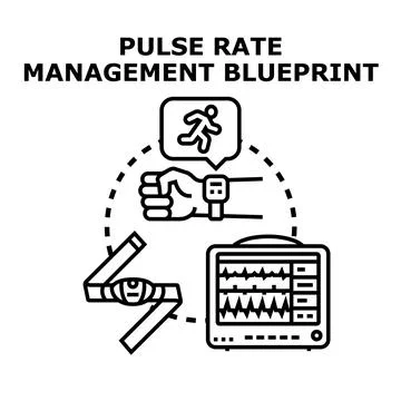Pulse rate management blueprint measuring health activity parameter Stock Illustration