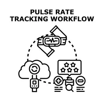 Pulse rate tracking workflow and health monitoring concept Stock Illustration