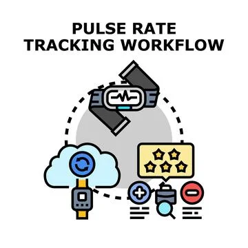 Pulse rate tracking workflow and health monitoring concept Stock Illustration