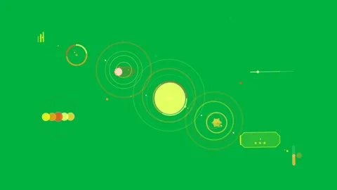 Pulse starting yellow orb growing, rings overlapping, bead orbiting, showing Stock Footage 333972154