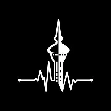 Pulse tower icon isolated on black background Stock Illustration