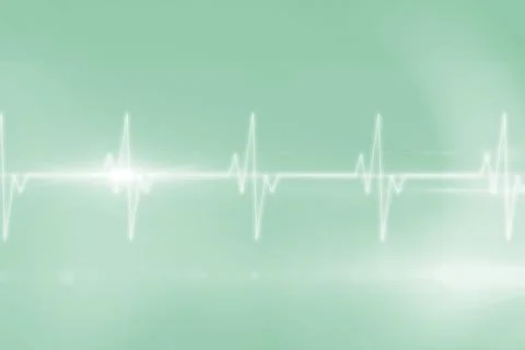 Pulse trace against green background Illustrazione stock
