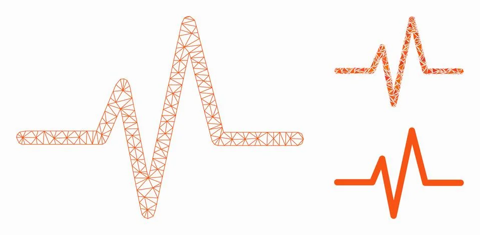 Pulse Vector Mesh Carcass Model and Triangle Mosaic Icon イラスト素材