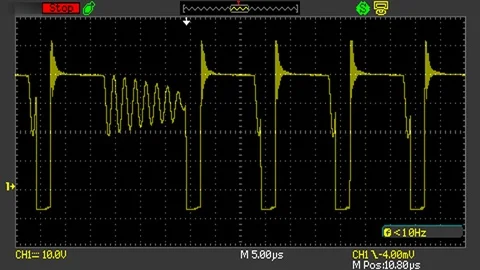 Pulses on the oscilloscope screen Stock Footage 91696624