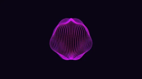 Pulsing 3d particle sphere animation, glowing magenta purple dot wave, abst.. Video stock 342365897