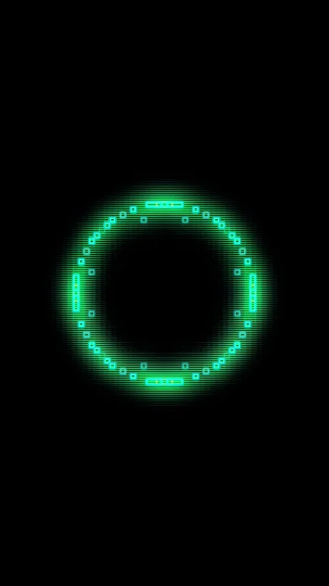 Pulsing 8-bit green pixel circle animation Stock Footage 333505480