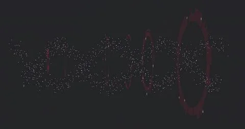 Pulsing abstract horizontal particle wave flowing in digital space, with maroon Stock Illustration