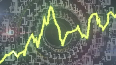 Pulsing binary vortex sparking lens flare neon yellow jagged waveform jittering Stock Footage 334788116