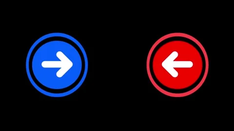 Pulsing Blue and Red Arrow Buttons Flat Animation Stock Footage 335667983