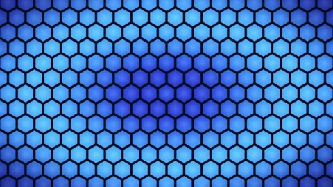 Pulsing blue hexagonal grid that breathes and expands across dark navy field Stock-Footage 345982000