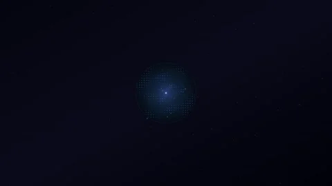 Pulsing Blue Tech Sphere Loop - Particle Grid Global Network Backdrop Stock Footage 341564978