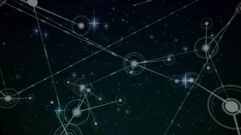 Pulsing central node sparking network growth, nodes appearing, linking, creating Stock Footage 328223778