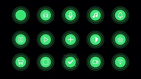 Pulsing circle icon animations pack. Status, buttons. Alpha channel. Stock Footage 315075537