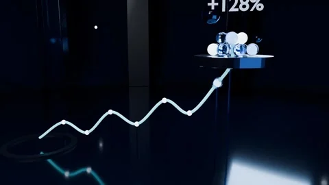 Pulsing cyan 3D line moving from dots across studio, anchoring platform, spheres Stock Footage 340268287