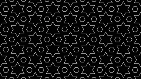 Pulsing david star pattern on black background loop. Creative hypnotic desi.. Stock Footage 229518692