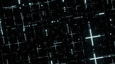 Pulsing Digital Grid Network with Blinking Lights Futuristic Data Flow Anim.. Stock Footage 347545336