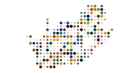 Pulsing Dot Grid Map of South Africa Stock Footage 312552374