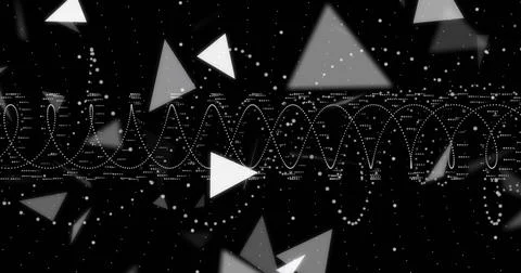 Pulsing dotted sinusoidal waveform undulating across black field, with soft Stock Illustration