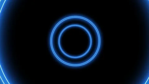 Pulsing Double Blue Neon Circles Background. 動画素材 328117256