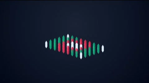 Pulsing Geometric Shape Loop - Minimal Red Green White Dark Backdrop Stock Footage 341568112