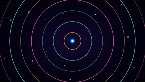 Pulsing Gradient Ring Loop - Expanding Concentric Circles On Black Stock Footage 341563569